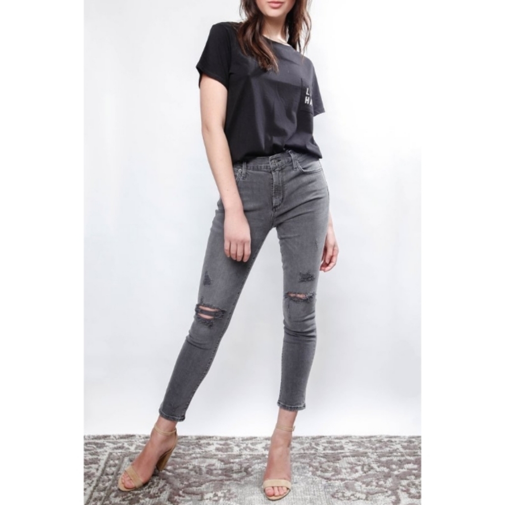 AGOLDE Feel Good Sophie High Rise Skinny Crop Jeans in Maverick Grey 25